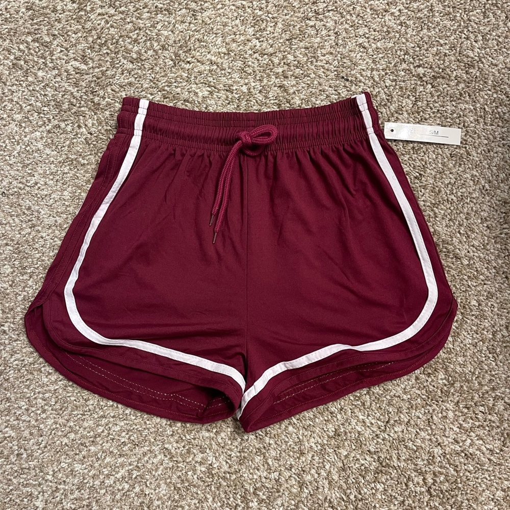 Retro style maroon burgundy drawstring shorts size S/M NWT
